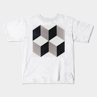 cement tiles - 3D cubes geometric pattern Kids T-Shirt